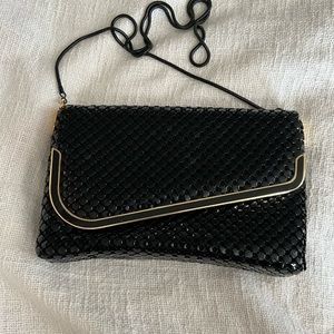 Vintage Black with Gold Metal Mesh Handbag with metal chain strap